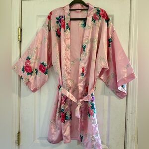 Pink and pretty floral silky robe